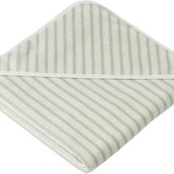 Liewood Louie Hooded Towel Yarn Dyed Y/D Stripe: Dusty Mint/creme De La Creme