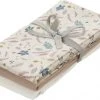 Cam Cam Copenhagen Muslin Cloth, 3-pack - GOTS Mix Pressed Leaves Rose, Dusty R Pressed Leaves Rose, Dusty Rose, Creme White