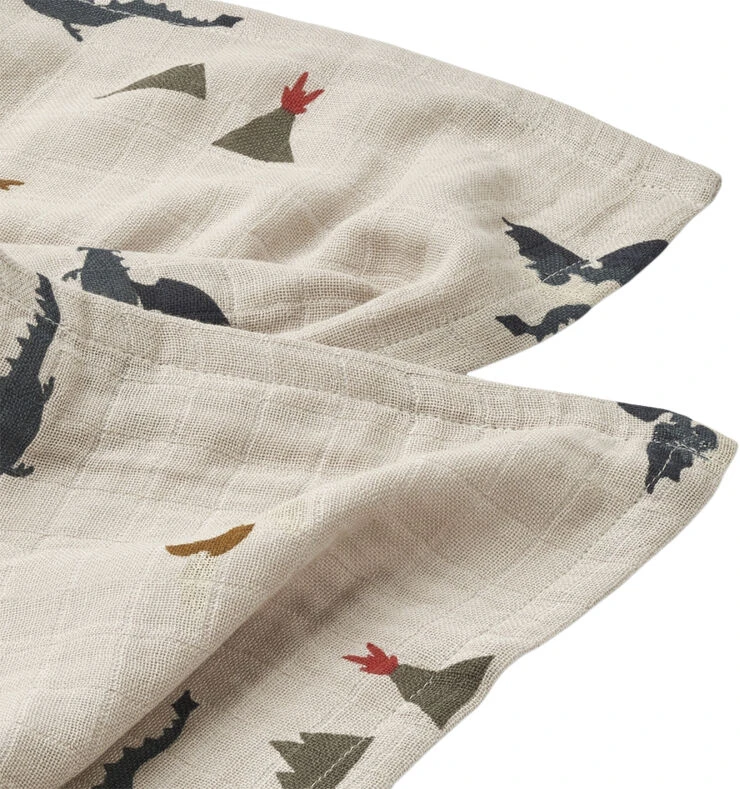 Liewood Lewis Muslin Cloth 2-pack Little Dragon / Dark Sandy Mix 4 Liewood Lewis Muslin Cloth 2-pack Little Dragon / Dark Sandy Mix - Billede 2