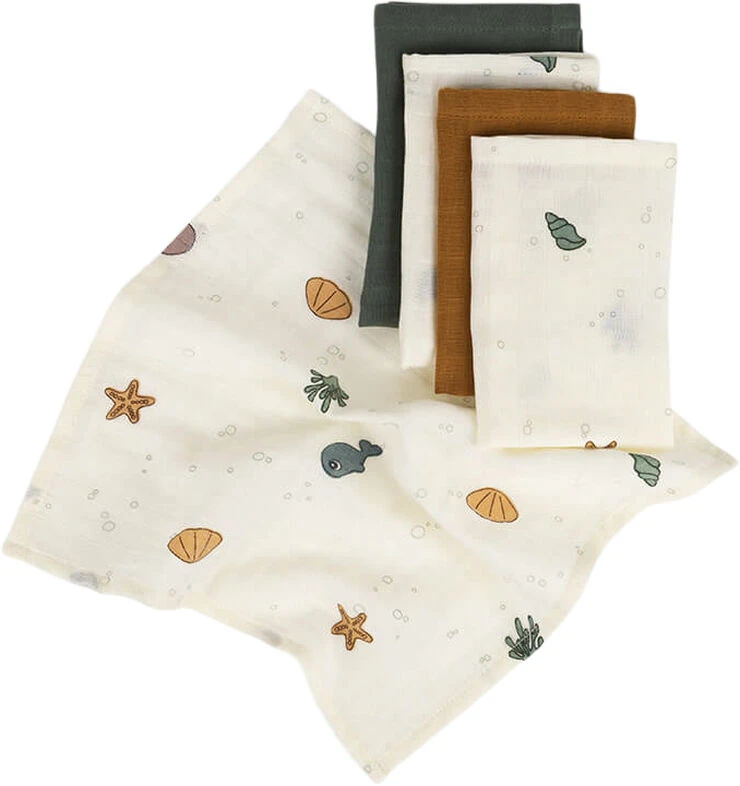 Done By Deer Vaskeklud 5 Stk GOTS Sea Friends Farve Mix Farve Mix 4 Done By Deer Vaskeklud 5 Stk GOTS Sea Friends Farve Mix Farve Mix - Billede 2